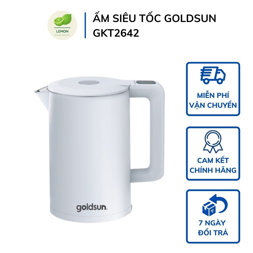 Ấm siêu tốc thủy tinh goldsun gkt2642 dung tích 1.7l - ấm đun siêu tốc thiết kế 3 lớp vỏ nhựa cách điện, cách nhiệt an toàn