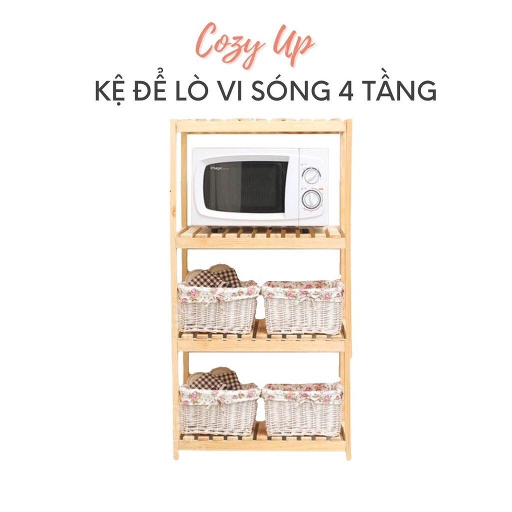 [HCM]Kệ Lò Vi Sóng 4 Tầng - Freeship- Gỗ Thông Nhập Khẩu Mỹ
