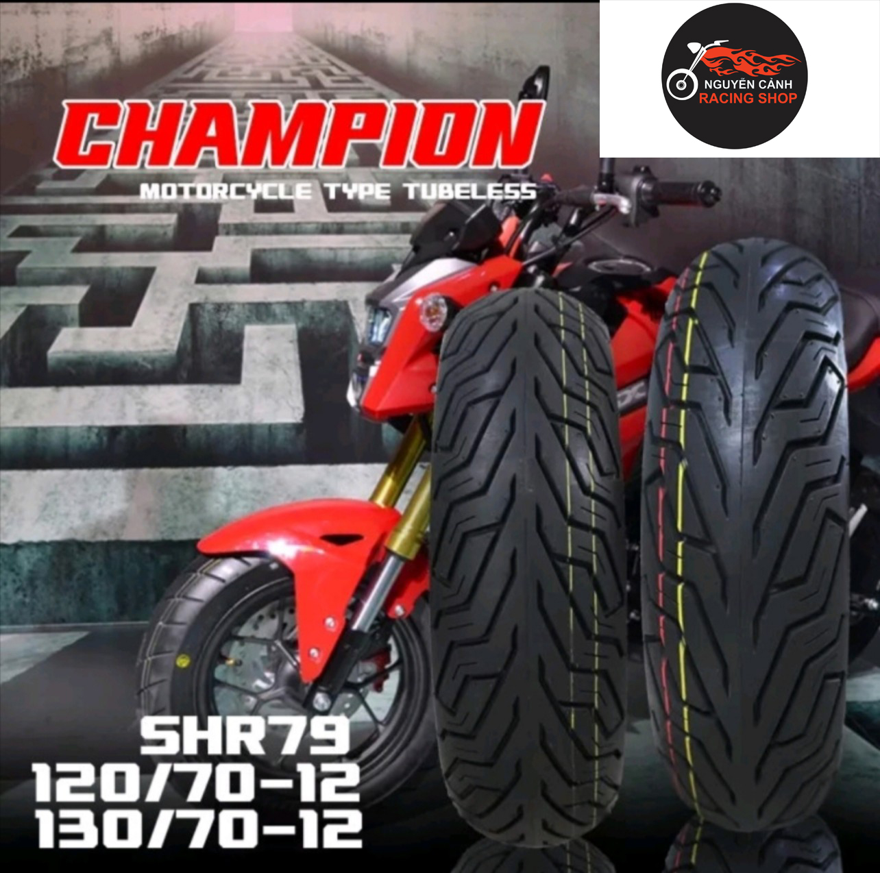 Vỏ xe MSX Champion 70-90-100-110-120-12IN-MÃ GAI-SHR79