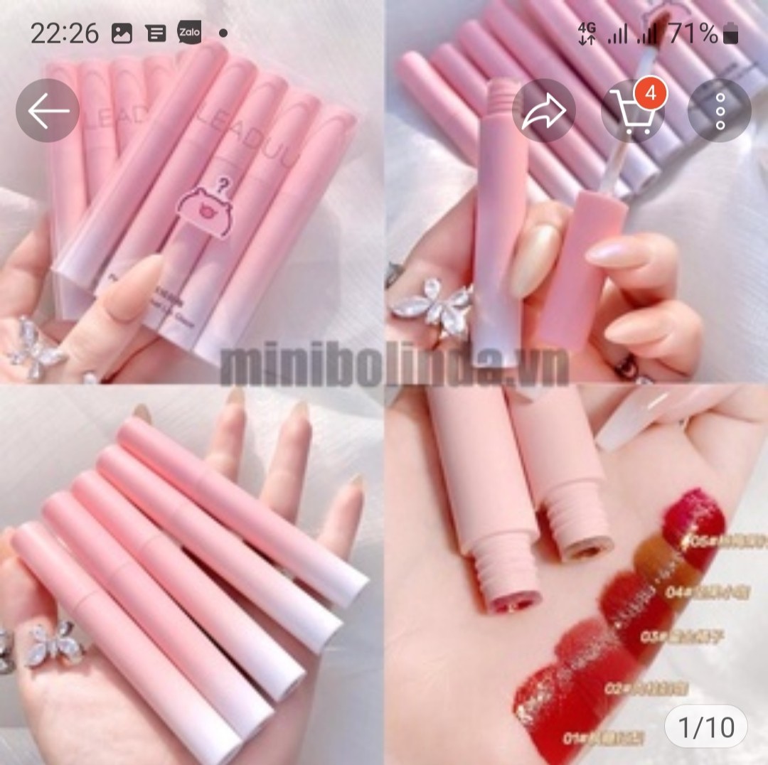 Set 5 son kem hình heo leaduu, ruhuatuo - set son kem đẹp nội địa trung