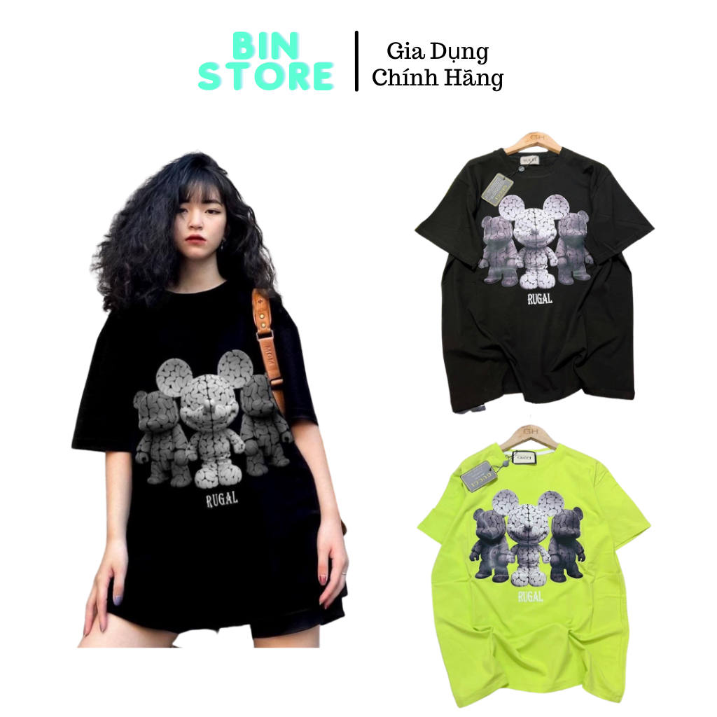 Áo phông nữ in 5d gấu Rugal Áo thun tay lỡ nữ Unisex chất cotton su BIN STORE