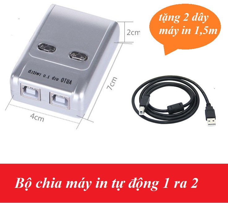 Bộ chia máy in tự động 1 ra 2 MT viki SW221 Tặng 2 cáp máy in dài 1,5m chất lượng cao
