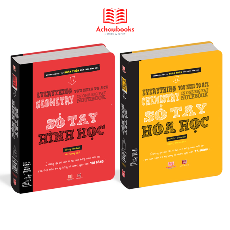 Combo Sổ tay Hình Học - Sổ tay Hóa Học ( bản tiếng Việt ) - Á Châu Books, Bìa Cứng, In Màu - Tổng Hợp Kiến Thức Hình Học Và Hóa Học Lớp 8 Đến Lớp 12