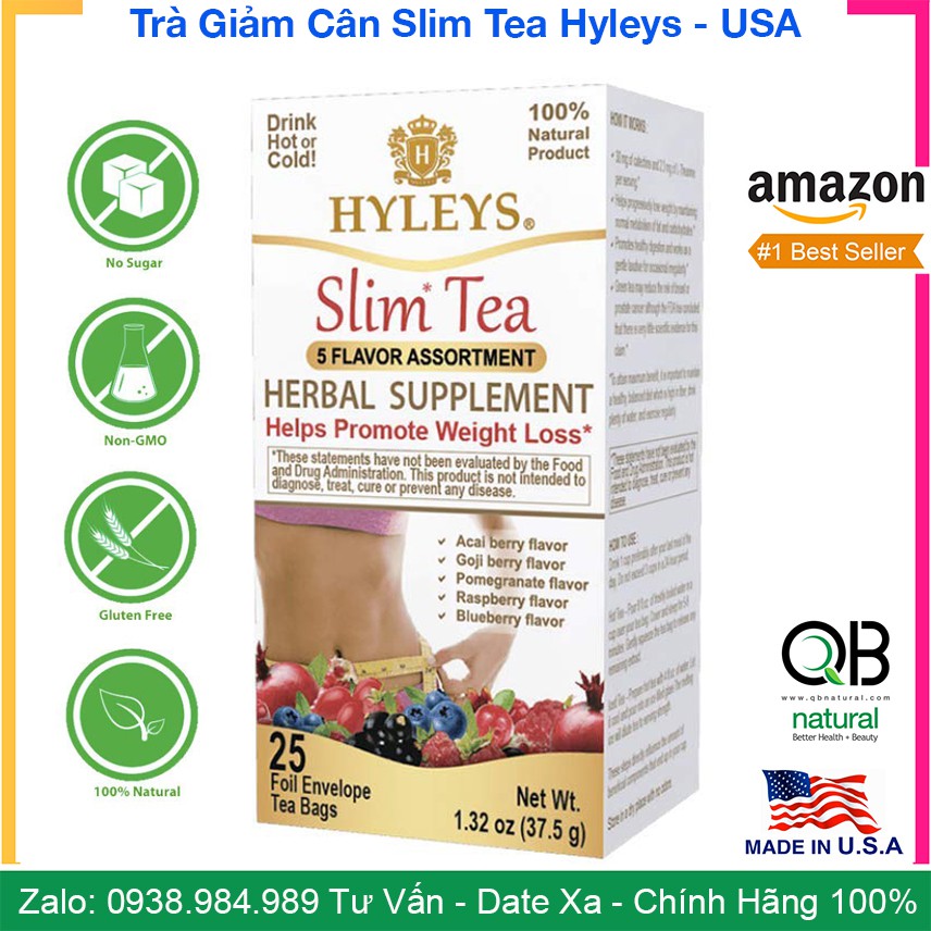 [HCM][SlimTea] Trà Giảm Cân Hyleys Slim Tea Trà Thảo Mộc Goji Berry Câu Kỳ Tử Acai Berry  Made in US