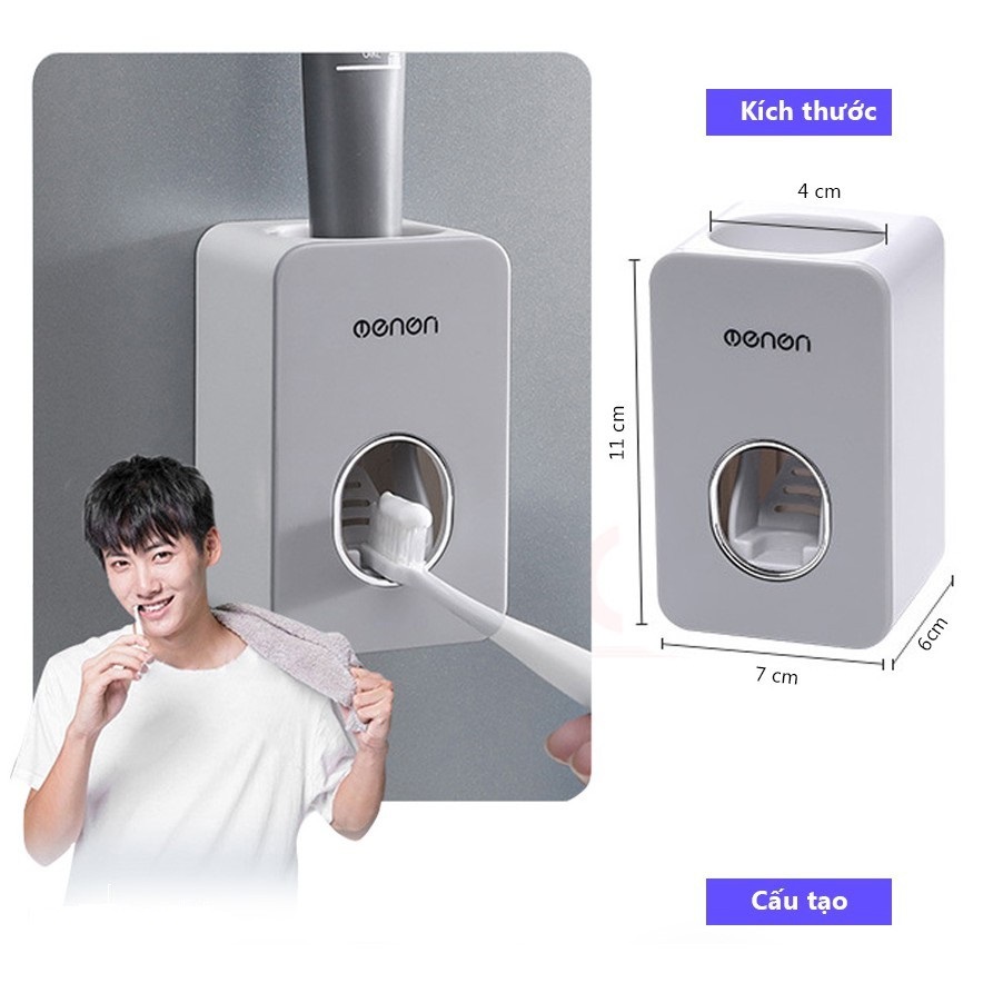 Hop nha kem danh rang, hộp nhả kem đánh răng, nhả kem đánh răng oneon, Bộ Nhả Kem Đánh Răng Tự Động Kèm Miếng Dán Tiện Lợi