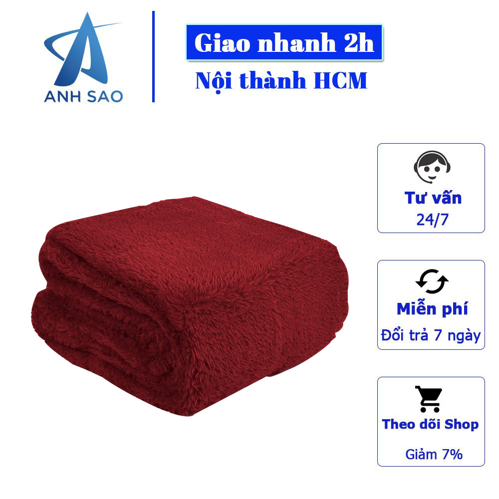 Mền lông cừu đỏ đô 2 lớp ánh sao - 2m x 2m3 - nặng 1.8kg