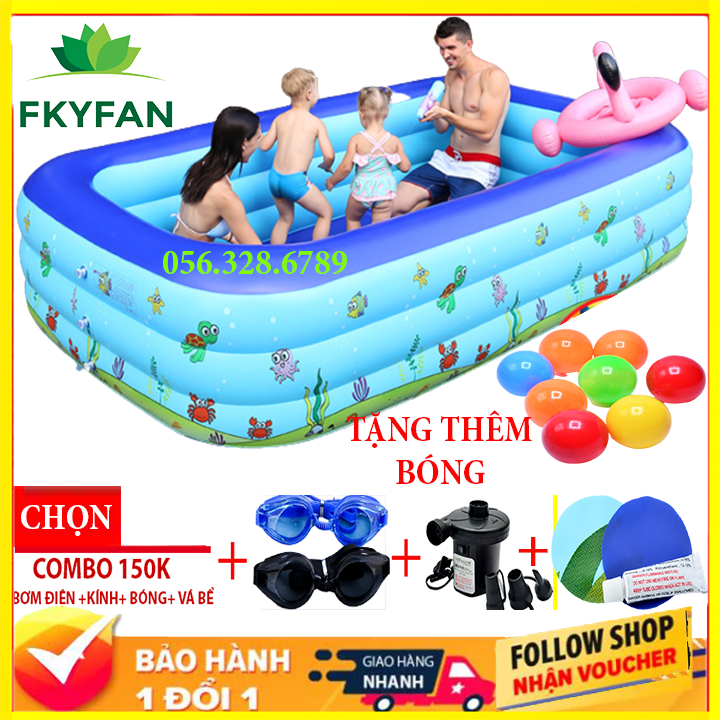 ( TẶNG BƠM điện+ MIẾNG DÁN +bóng ) bể bơi 3 tầng CHO BÉ ,hồ bơi CHO BÉ NGƯỜI LỚN  2M6, 210cm và 180cm , Bể Bơi trẻ em Trong Nhà cao cấp Cho Trẻ Tập Bơi Bể bơi phao 3 Tầng cỡ lớn: hồ bơi . loại dày tặng kèm bơm tay