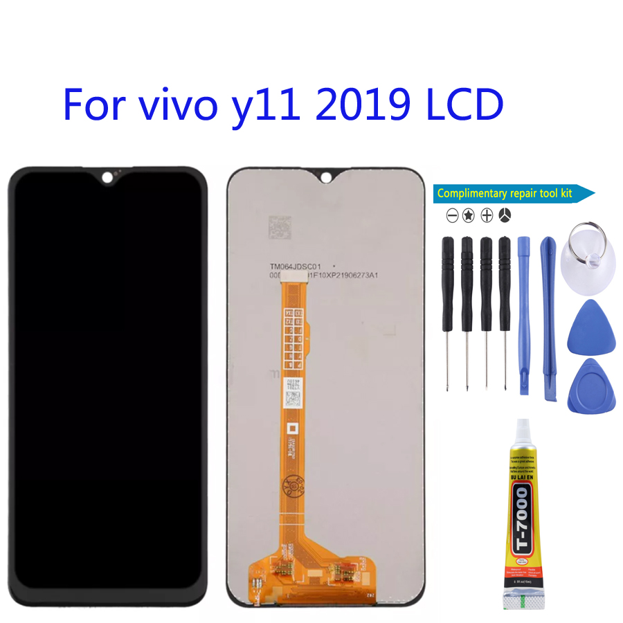 Màn hình lcd 6.35 "cho vivo y11 2019 màn hình lcd cảm ứng bảng điều khiển cảm biến bộ số hóa mô-đun lắp ráp cho vivo y11 lcd 2019 màn hình lcd + dụng cụ sửa chữa + keo b7000