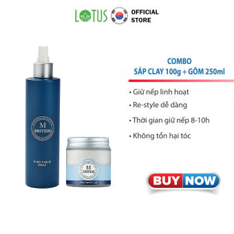 Combo Sáp vuốt tóc BRITISH M Urban Matte Clay 100g và Gôm(keo) xịt tóc cho nam nữ BRITISH M Hard Tailor Spray 250ml