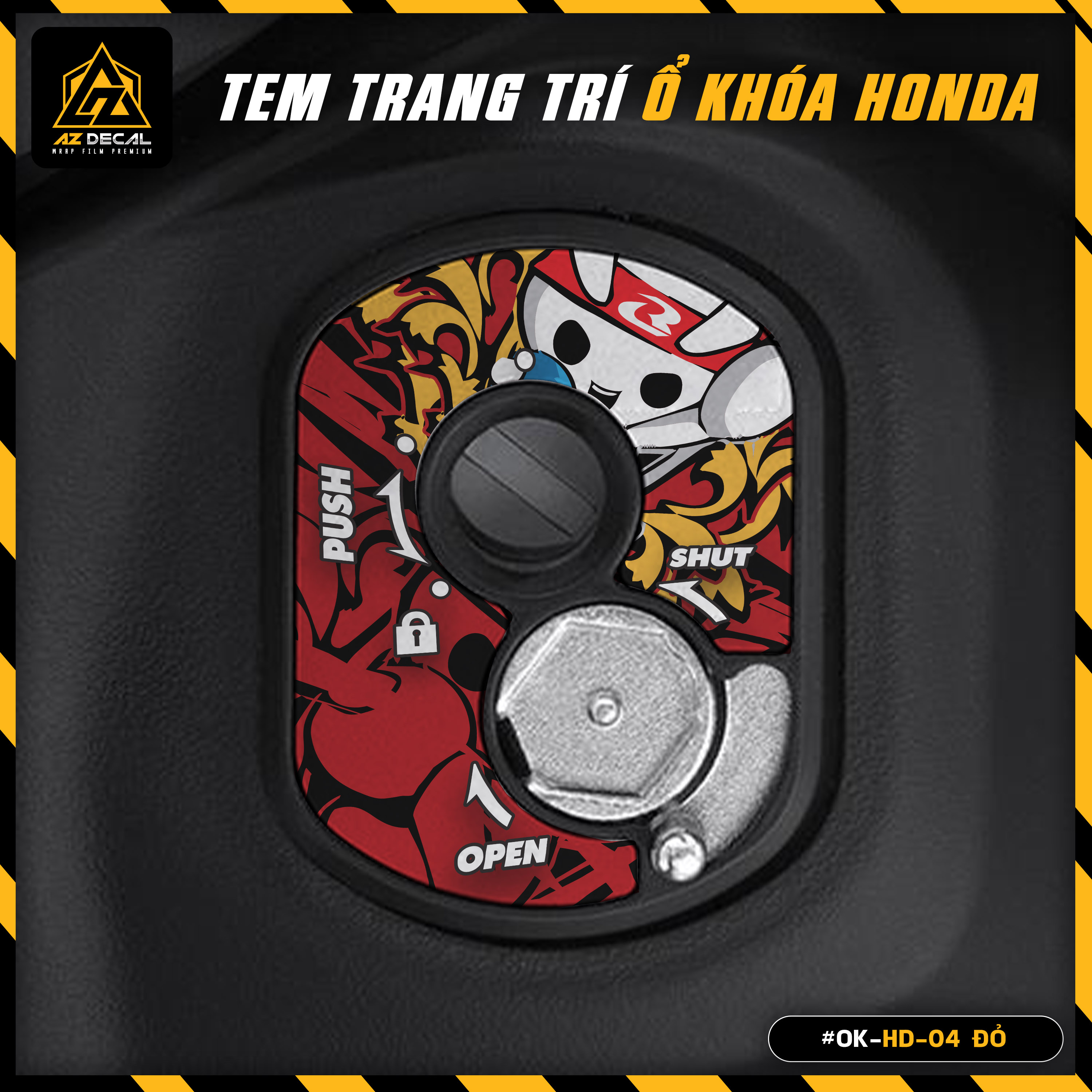 Decal Dán Ổ Khóa Wave A RSX 110 100 Dream Vision Air Blade AB Winner V1 X Mẫu Valentino Rossi | OK-HD-09 | Tem Dán Ổ Khóa Xe Honda - Azdecal