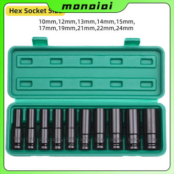 Bộ 10 đầu khẩu, đầu túyt Cao Cấp dùng cho máy siết bulong 1/2 -8-24mm Bộ chặn T&G, chặn bi dài, chặn đen, bộ cờ lê điện 1/2in 4 hun số 8-10-12-13-14-16-17-19-21-24 kèm hộp