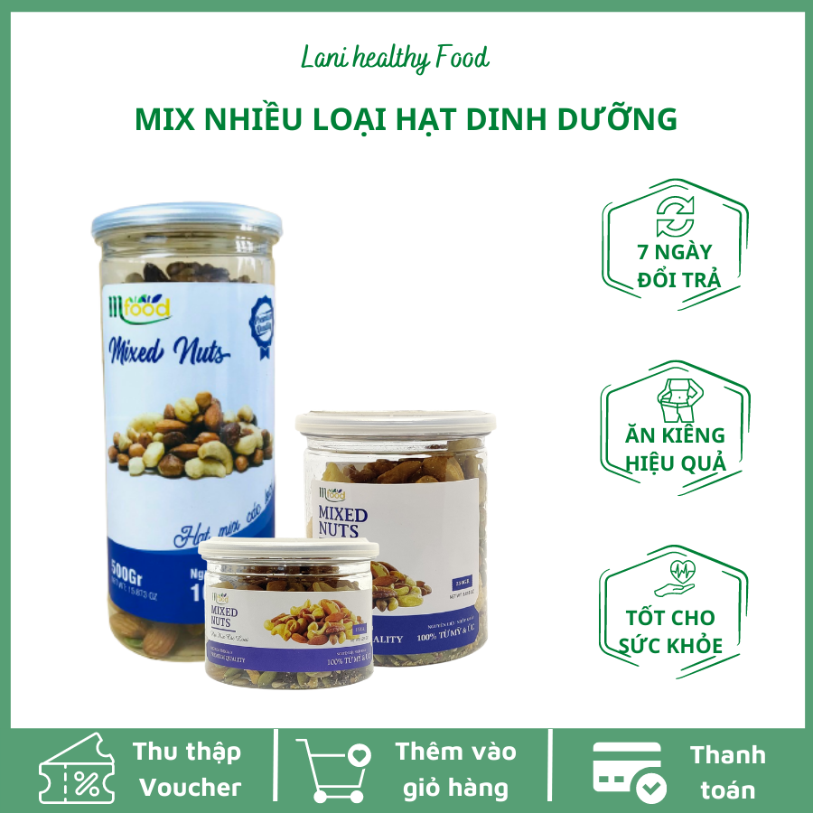 Hạt mix dinh dưỡng - granola siêu hạt giảm cân hỗn hợp các loại hạt thơm ngon bỗ dưỡng hạt điều nhân óc chó hạnh nhân nho khô xoài sấy hạt mắc ca hạt bí xanh