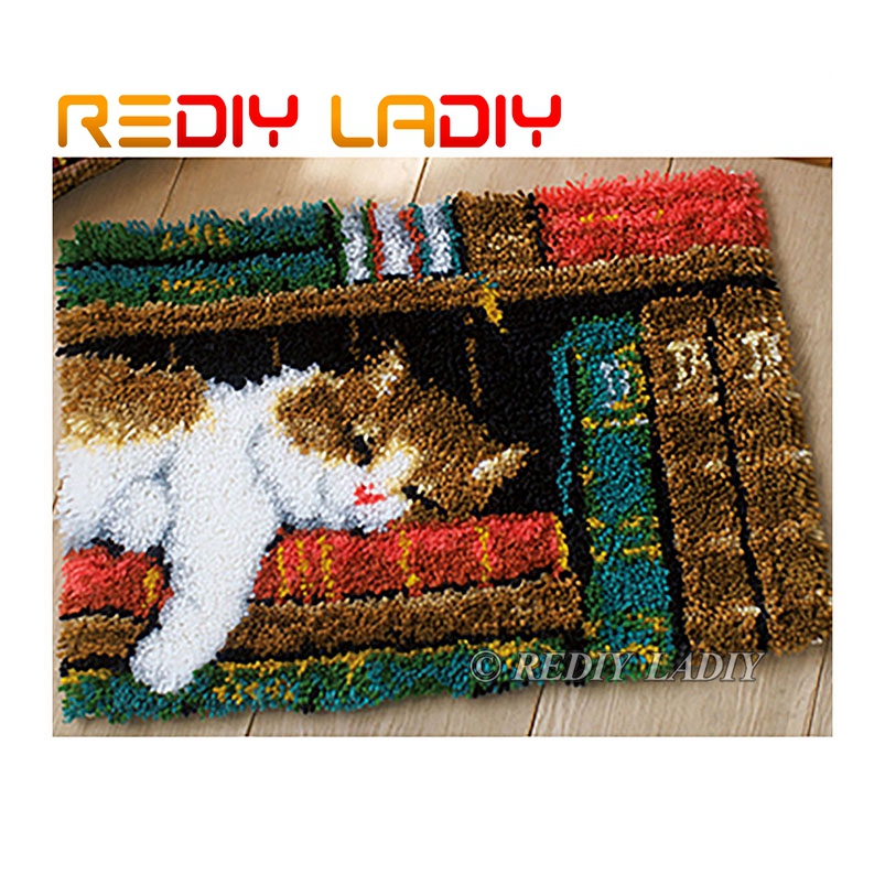 Latch Hook Rug Kits Crocheting Carpet Rug Cats Yarn Pre-Printed Canvas  Cushion Mat Crochet Tapestry Sofa Decor 