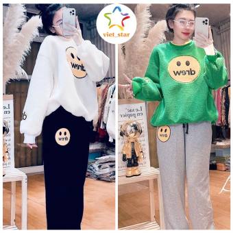 Sét Bộ Nỉ Nữ Áo Sweater Quần Jogger Drew VIETSTAR Bộ Quần Áo Nỉ Thu Đông Ulzzang Hàn Quốc