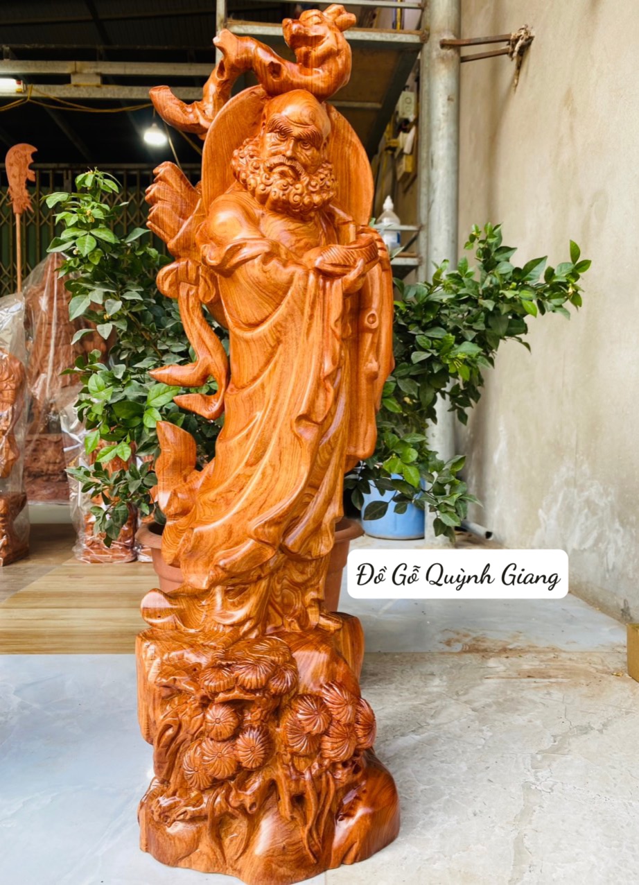 Tượng đạt ma quá hải gỗ hương siêu vân