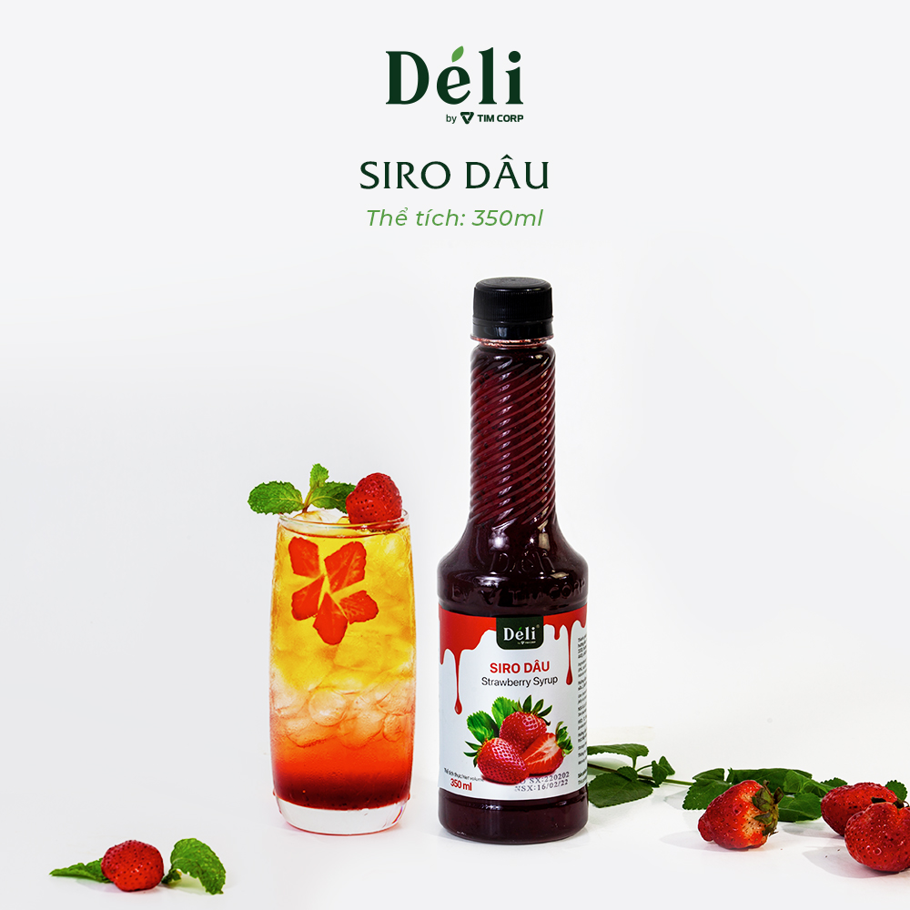 Strawberry Syrup Déli 350ml ingredients for making fruit tea, soda