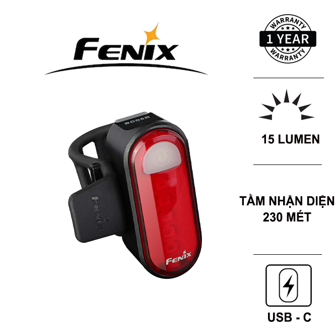 Đèn hậu xe đạp Fenix BC05R V2.0 độ sáng 15 lumen 5 LED ánh sáng đỏ Đèn và