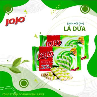 BÁNH XỐP ỐNG JOJO NHÂN KEM VỊ LÁ DỨA 125Gx10 GÓI