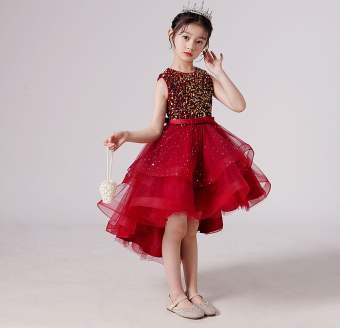 Cô gái Váy cưới Mini Mùa hè Phong cách không tay Váy công chúa Sequin Váy