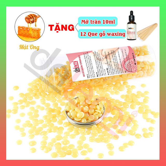 [Hũ 500G] Sáp Wax Tẩy Lông Nóng Cao Cấp DALAMI - Tặng Mỡ trăn 10ml +12 Que gỗ waxing - Wax Tẩy Lông Nách, Lông Tay, Lông Chân, Wax lông vùng bikini, vùng kín - Wax lông Đơn giản, Dễ dàng, An toàn, Lành tính, Phù hợp mọi loại da -Có che tên