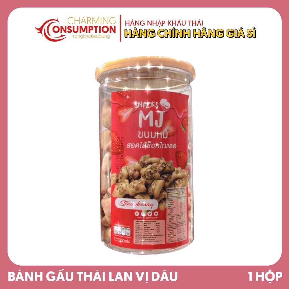 Bánh gấu lon thái lan - vị dâu- 250gr - hàng thái giá sỉ