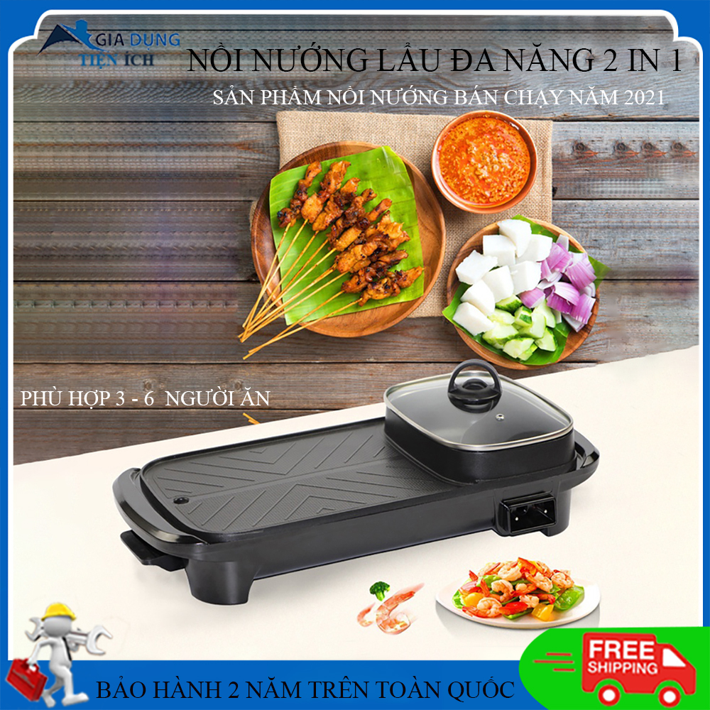 Nồi nướng lẩu đa năng 2 in 1, bếp lẩu nướng dài top 1 bán chạy 2021 công suất lớn 1300w .Bảo hành 2 năm toàn quốc, đổi trả 7 ngày .