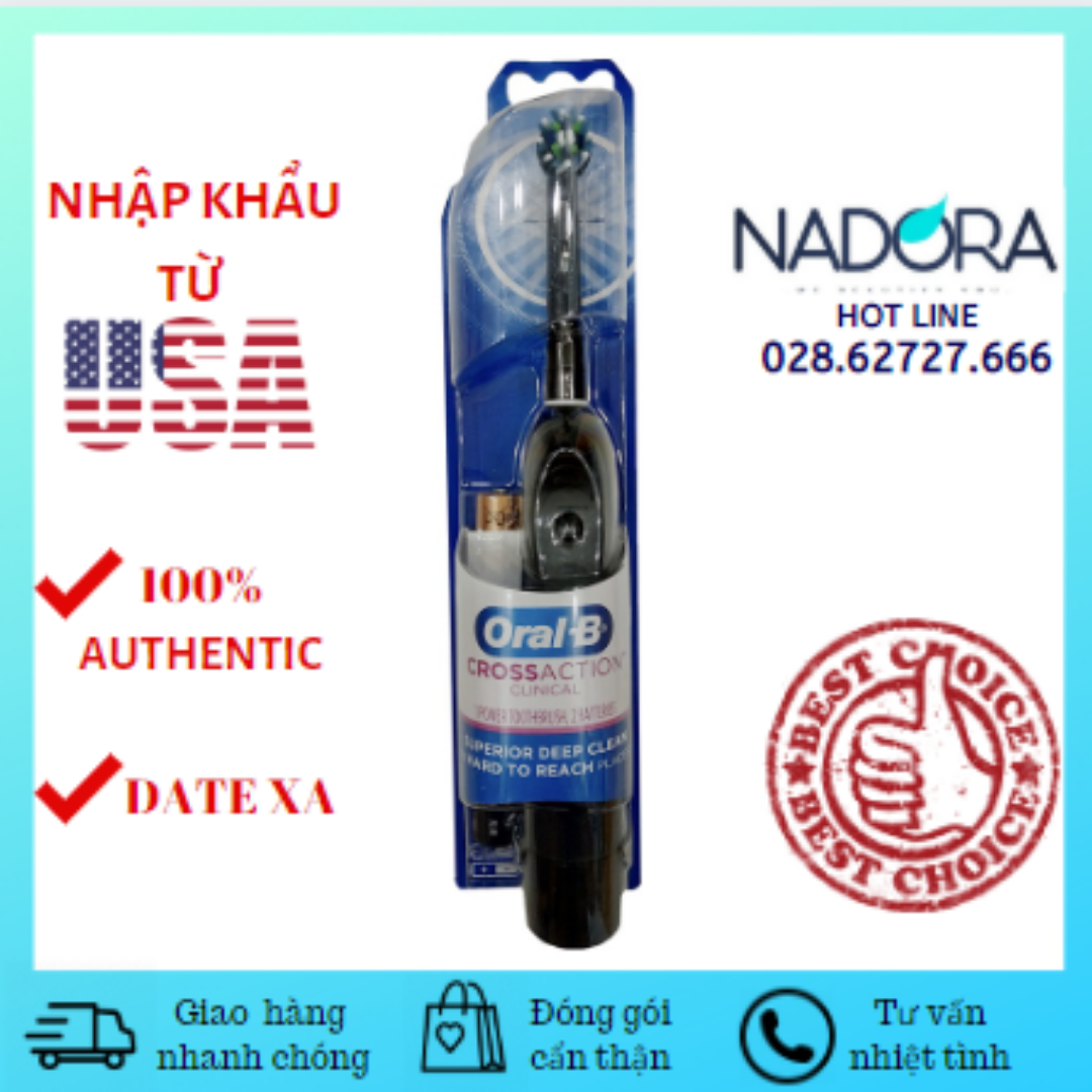 Bàn chải pin oral-b clinical - đầu crossaction - dùng pin aa