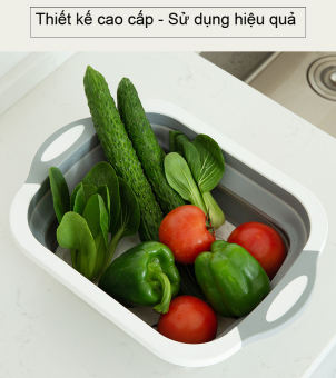 CHẬU GẤP GỌN KÈM THỚT, RỔ ĐỰNG ĐA NĂNG 3 IN 1 TIỆN DỤNG