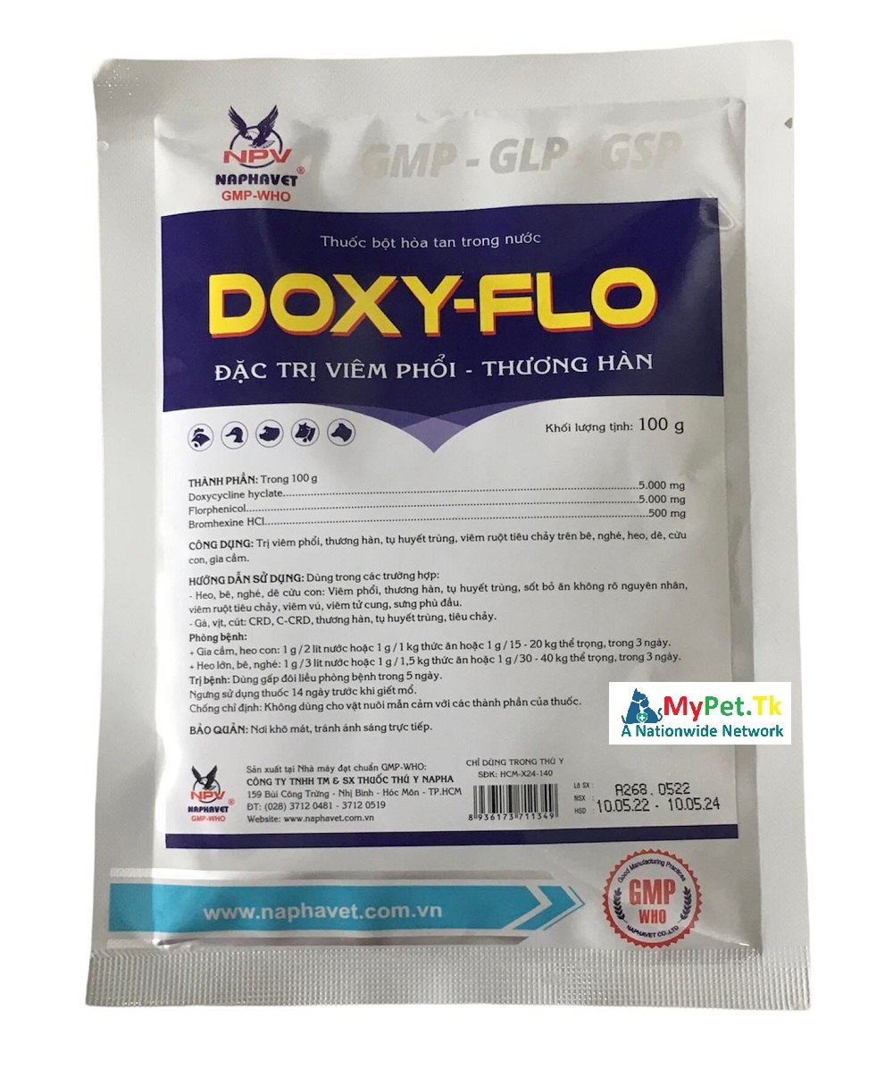 Doxy Flor Sản phẩm cao cấp đặc trị các bệnh đường hô hấp cho gia súc gia cầm 100g