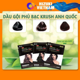 Dầu Gội Nhuộm Tóc Krush Gội Phủ Bạc Thảo Dược Đen Tóc Từ Anh Quốc Gói Lẻ 25ml