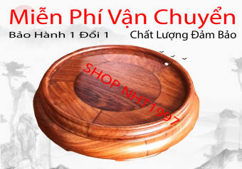 Đế kê gỗ Hương-Kỷ tròn gỗ hương đỏ Kỷ tròn-Đôn tròn không chân-Đế bát hương (đồ thờ gỗ, kê bát hương)