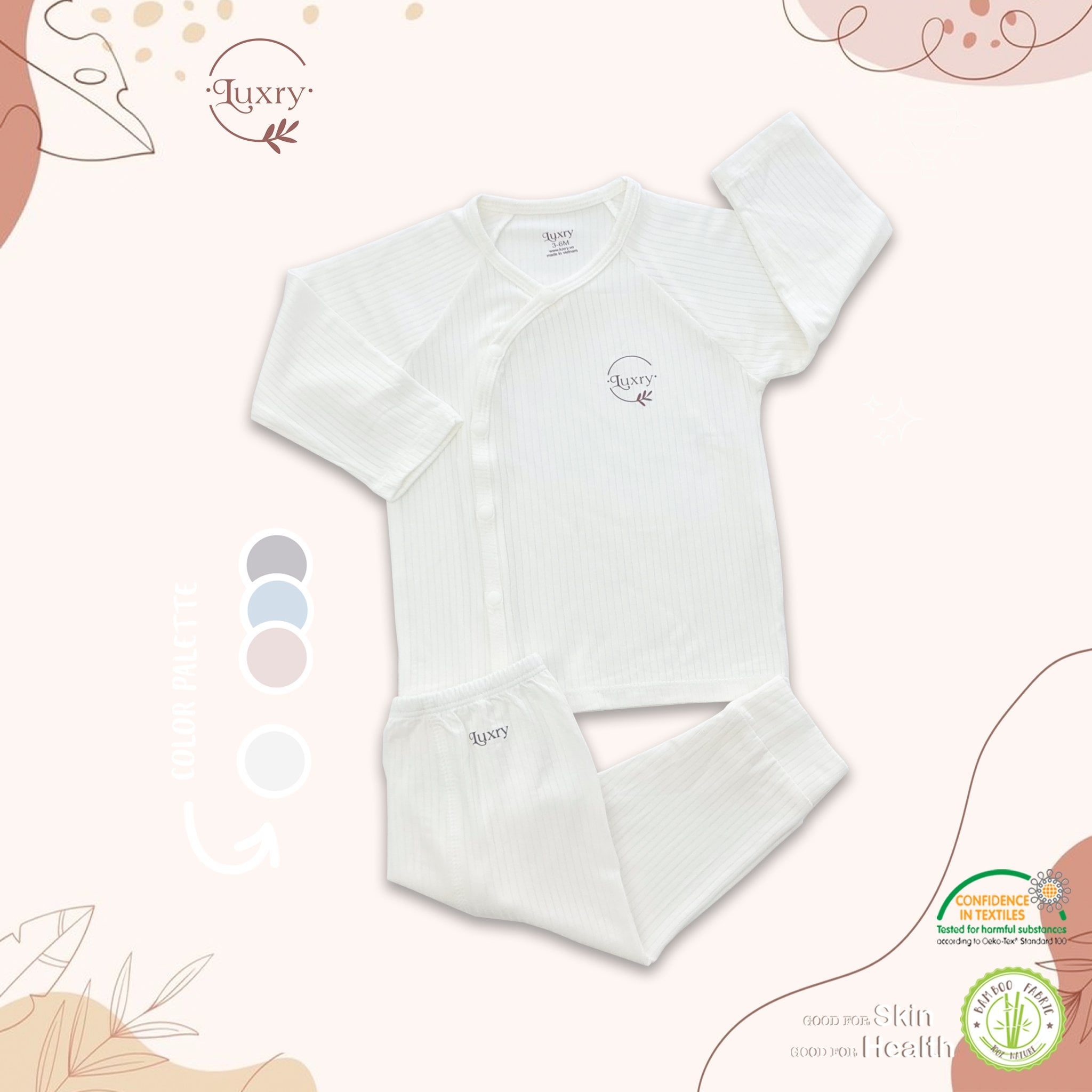 Bộ quần áo dài tay cài lệch gân tăm Luxry chất vải co giãn 4 chiều