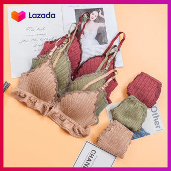 Set đồ lót cài trước không gọng cotton tăm xịn style tiểu thư đệm mỏng 1cm - NHShop