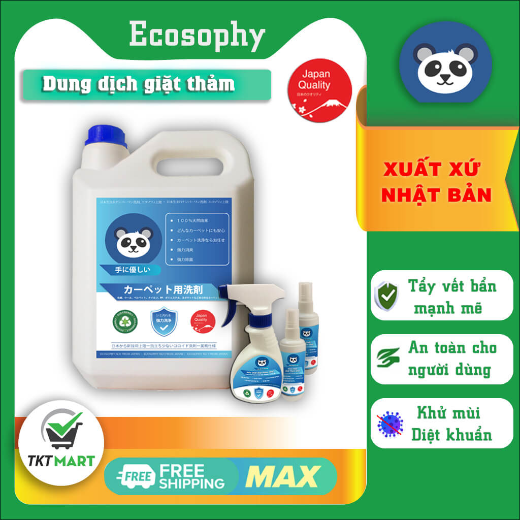 Nước giặt, tẩy điểm vết bẩn thảm Ecosophy số 1 Nhật Bản giặt khô thảm 100% từ tự nhiên an toàn với da tay khử mùi đánh tan mọi vết bẩn cứng đầu [CHÍNH HÃNG][TKT Mart]