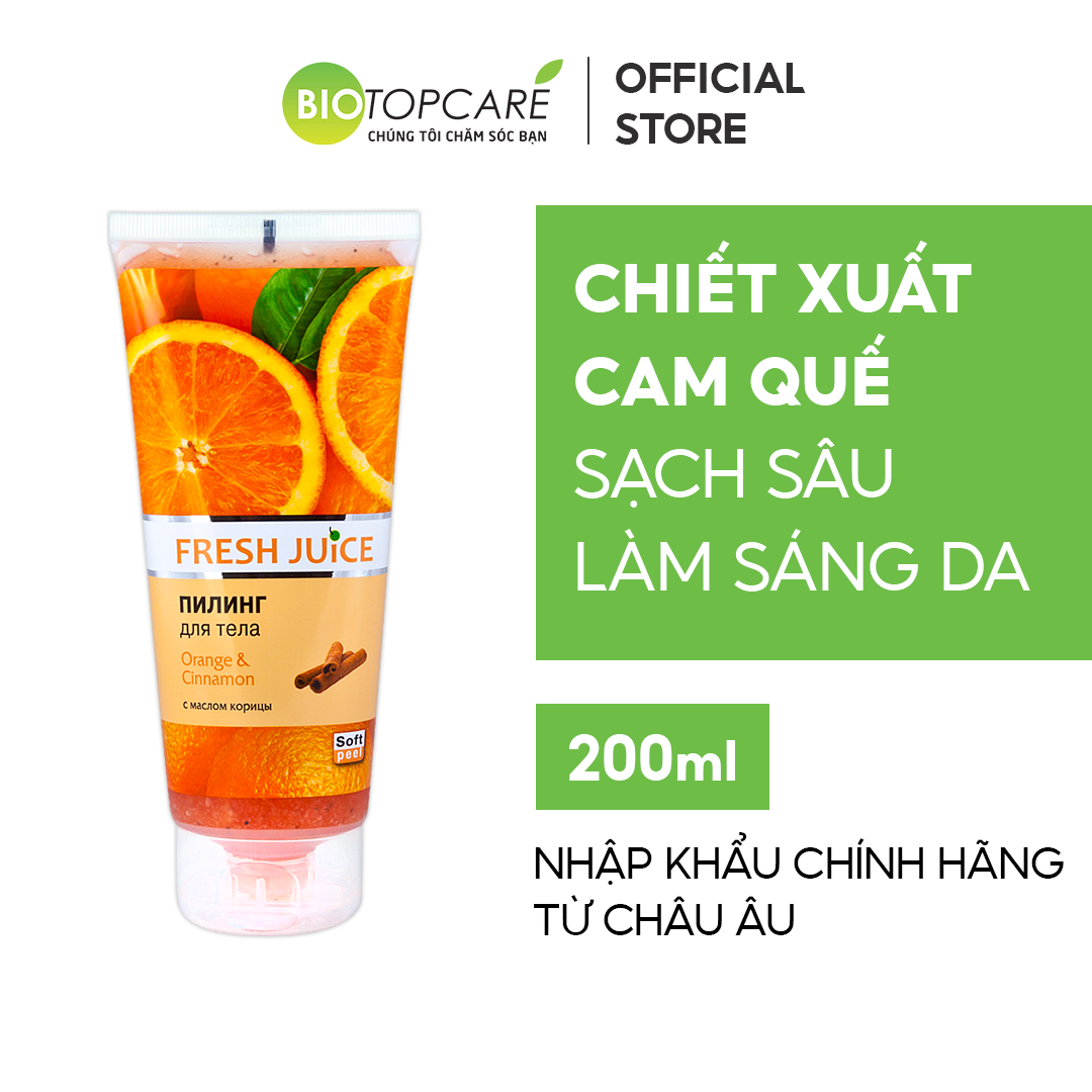 Kem tẩy tế bào chết toàn thân Fresh Juice Cam và Quế 200ml