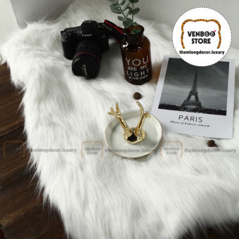 Thảm Lông Trắng Chụp Ảnh | Thảm trải bàn Nail box | Thảm lông dài thảm lót sàn trang trí | 5080