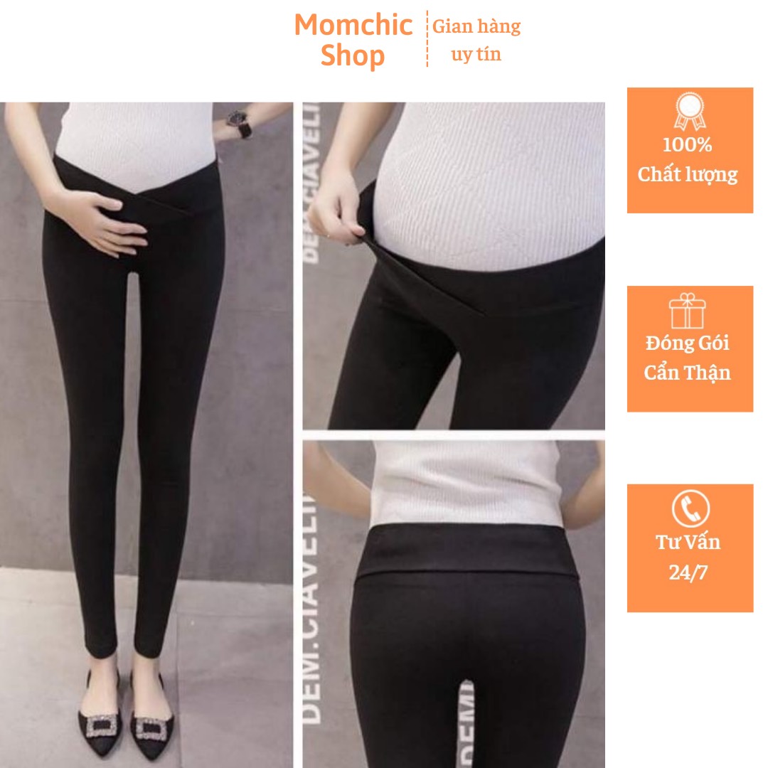 Quần bầu legging cạp chéo chất cotton co giãn thoải mái,đủ size đến 80kg