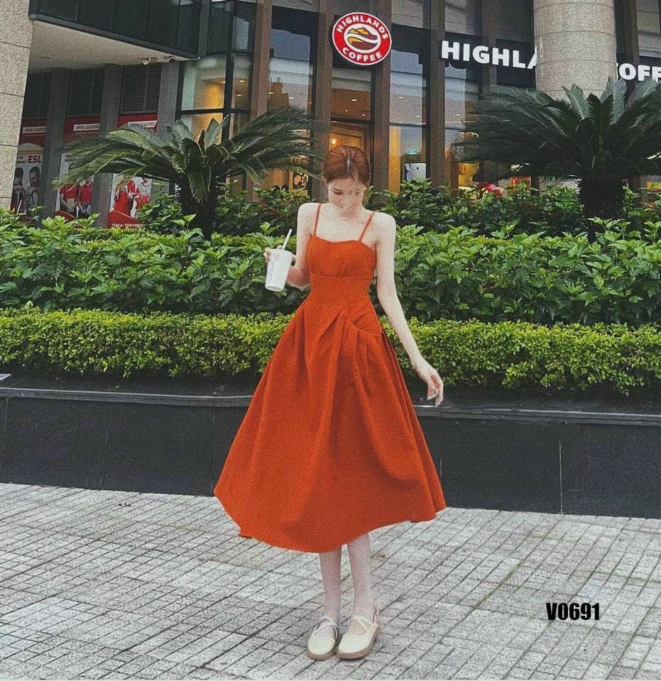 Đầm 2 dây dáng xòe, đầm dây đẹp duyên dáng thời trang