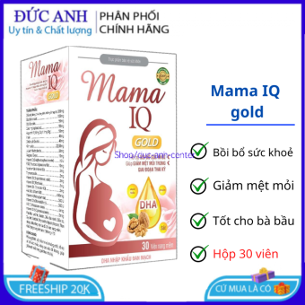 Viên uống Mama  IQ Gold bổ sung DHA, acid folic, sắt, vitamin cho bà bầu giúp bồi bổ sức khỏe, nâng cao sức đề kháng hộp 30 viên