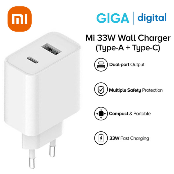 [ Hỏa tốc HN - HCM ]   Củ sạc nhanh Xiaomi 33W 2 cổng | Sạc nhanh cùng lúc 2 thiết bị | Củ sạc Xiaomi 33W (Type-A + Type-C) | Sạc iPhone và Android | Bảo vệ quá áp, quá dòng, đoản mạch...
