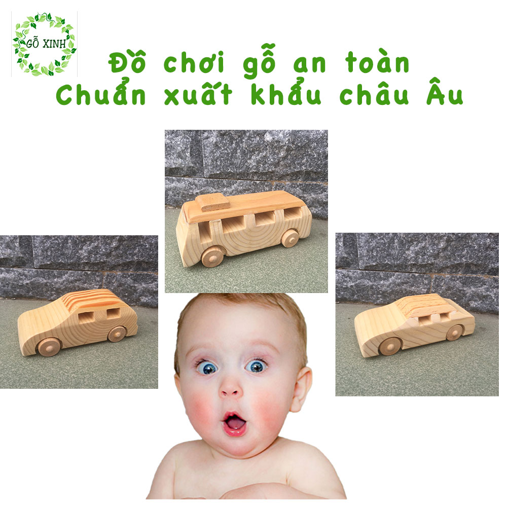 COMBO 3 CHIẾC xe đồ chơi gỗ hàng xuất khẩu an toàn cho bé đồ chơi gỗ thông minh đồ chơi cho bé