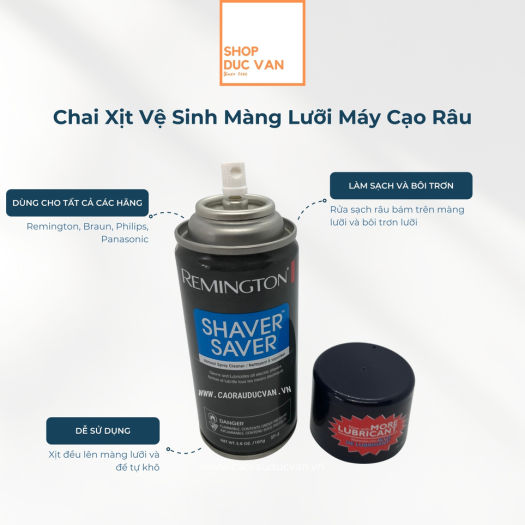 Chai Xịt Vệ Sinh Màng Lưỡi Máy Cạo Râu Remington Braun Philips Panasonic [ Shop Đức Vân ]