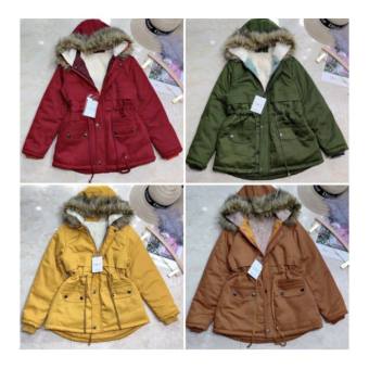 Áo khoác mùa đông nữ kaki lót lông siêu ấm