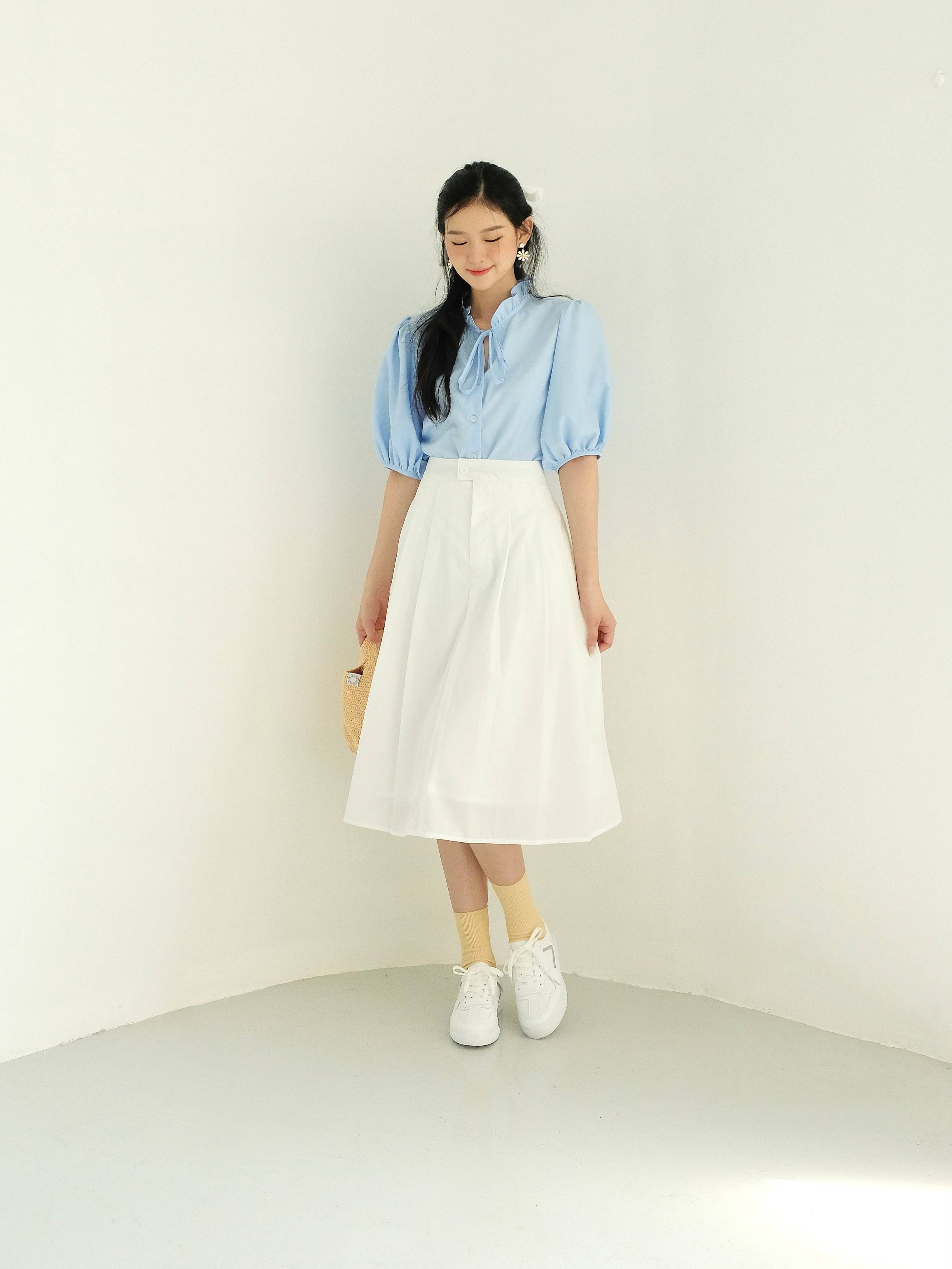 The19club - áo sơ mi cotton nơ cổ yiyi shirt