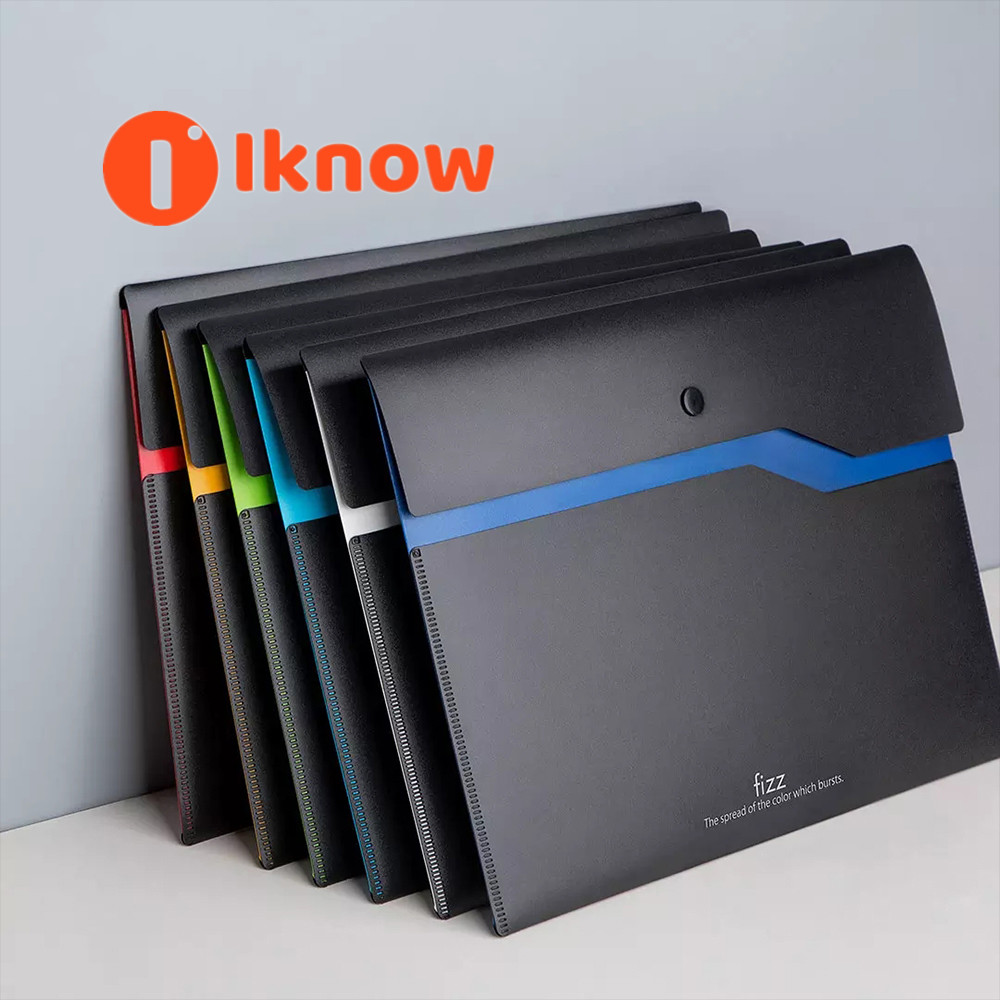 I know Fizz 6 Pcs Color Double-layer Document Bag 6 Colors Waterproof A4 File Folder Document Bag Cl
