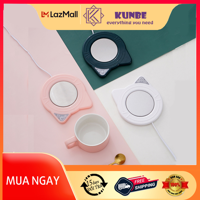 Đế Hâm Nóng Giữ Ấm Đồ Uống Hình Tai Mèo KUNBE, Hâm Nóng Cà Phê, Trà, Sữa cho Bé, Làm Nóng Đồ Uống Nhanh Chóng Tiện Lợi