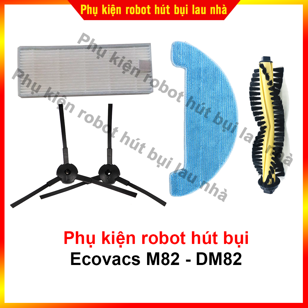 Phụ kiện khăn lau, chổi cạnh, lọc bụi, chổi chính robot hút bụi Ecovacs M82 , DM82