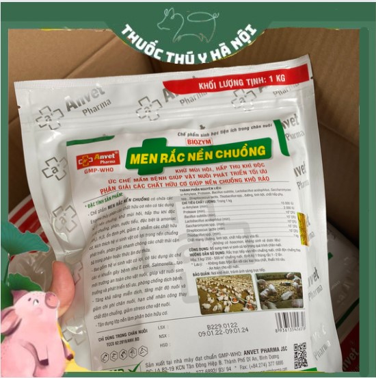 Men Rắc Nền Chuồng Anvet-1kg Khử Mùi Hôi, Ức Chế Mầm Bệnh