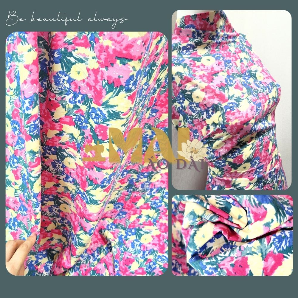 Vải lụa satin/lụa mango Pháp hoạ tiết lập thể bandana thổ cẩm xanh đen trắng vàng hoa hồng xanh