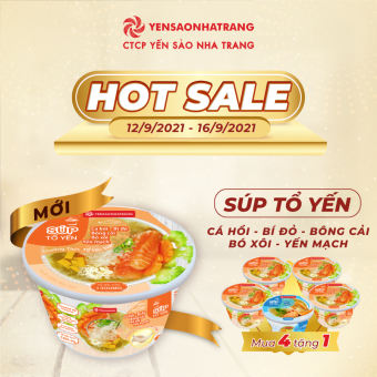 Súp Tổ Yến Cá Hồi - Bí đỏ - Bông cải - Bó xôi - Yến Mạch 20g Yến Sào Nha Trang